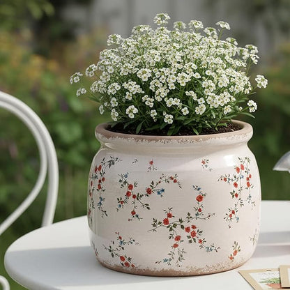 Ceramic Planters for Indoor Plants, Plant Pots with Drainage Hole, 6.29in. Flower Pots for Indoor Plants, Vintage Planters & Succulent Pots, Christmas Vase & Planters, Tiny Red