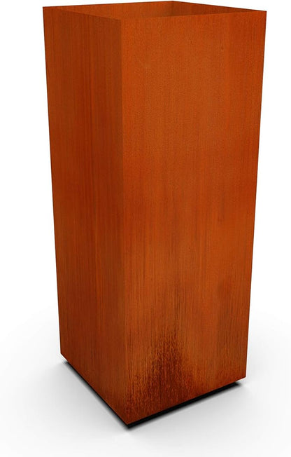 Plantercraft Corten Steel Planter Tall Cube Garden Box Metal Outdoor Heavy Duty | Made in USA | Fully Assembled | Commercial Residential