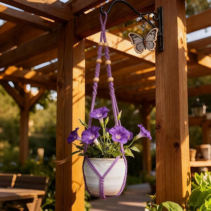 Macrame Plant Hanger, Up to 4-15 inch Pots, Wood Beads Cotton Hanging Planter Holder for Indoor Outdoor Boho Home Decor, 35 Inch, Set of 2 (Purple)