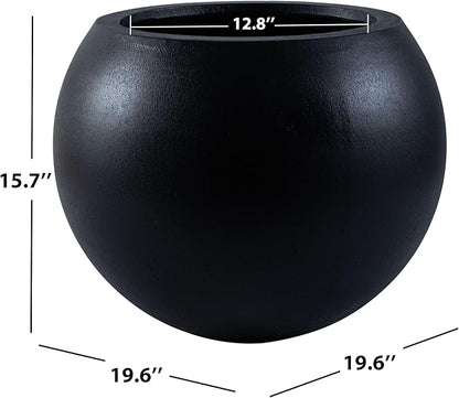 Safavieh Outdoor Collection Kenslia Black Concrete Planter (Fully Assembled)