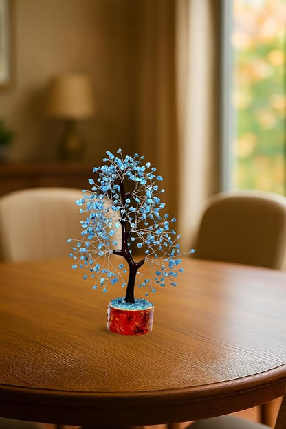 Turquoise Crystal Tree with Silver Wire – Handcrafted Gemstone Bonsai for Home Décor, Reiki, and Positive Energy