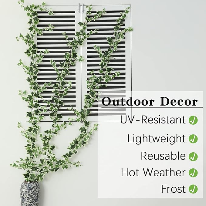 3 Strands Odorless Artificial Ivy Vines Kit, 71" Silk Ivy Garland with Green Leaves, Fake Hanging Plants Greenery Decoration for Bedroom, Windows, Walls, Wedding, Outdoor Decor