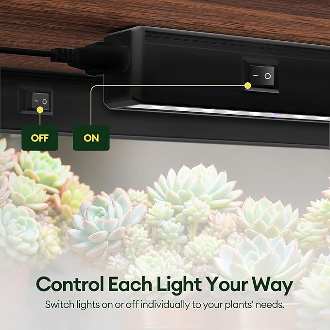 Grow Lights for Indoor Plants 2FT, Blue-Rich Full Spectrum 5000K Grow Light, 60W(4 x 15W), T5 LED Grow Light Strips for Succulents, High PPFD, Linkable, Black, 4-Pack