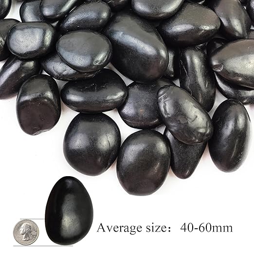 Polished Black River Rocks - 2-3 inch 40LB High Polished Decorative Pebbles, Stones for Landscaping, Natural River Rocks for Outdoor Décor, Plants,Vase Filler,Fish Tank
