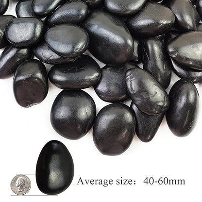 Polished Black River Rocks - 2-3 inch 40LB High Polished Decorative Pebbles, Stones for Landscaping, Natural River Rocks for Outdoor Décor, Plants,Vase Filler,Fish Tank