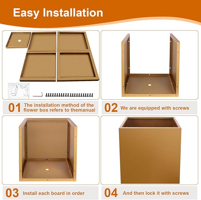 Corten Steel Planter Box 24"x24"x25", Rustic Metal Planter with Partitions & Drainage Holes, Frost Rust Resistant Heavy Duty Planter for Patio Garden Indoor Outdoor Commercial Decor