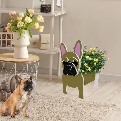 Yellow French Bulldog Dog Planter Plant Pots,Cute Dog Flower Planter,Gifts for Pet Lovers,Unique Animal Plant Pots,Office,Indoor Outdoor Garden Decor(9.45 * 6.3 * 13.35in)