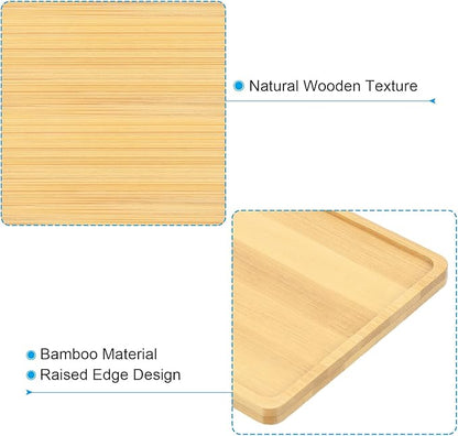 PATIKIL Plant Pot Saucer 5 Inch, 4 Pack Bamboo Square Flower Drip Tray for Home Indoor