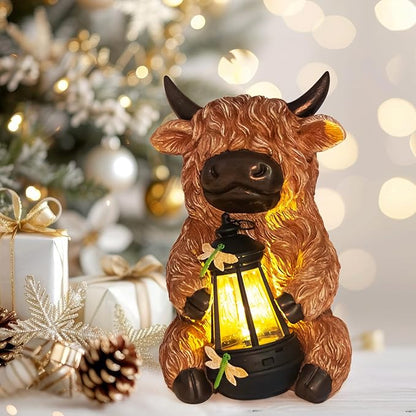 DKJOCKY for Women, Highland Cow with Lights Outdoor Decorations for Yard, Solar Cow Statues Lights Garden Gifts Birthday Gifts for Women Unique, Presents for Mom