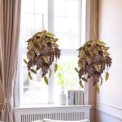 Large Fake Hanging Plants in Pot for Indoor & Outdoor, Long Artificial Hanging Pothos Plants Red, 27.6" Fake Potted Vines Ivy Greenery Plant for Room Wall Shelf Decor Living Room Patio Porch