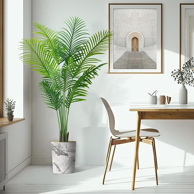 5ft Artificial Palm Tree Indoor Decor with 13Trunks Plant Tall Fake Tropical Palm Tree in Pot Faux Areca Palm Tree for Home Office Living Room Decor Gift（1pack）