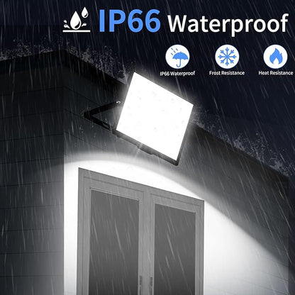 200W LED Flood Light Outdoor with Plug+10ft Wire, 24000Lm Super Brighter Security Light, IP66 Waterproof LED Worklight, 5000K Daylight White Exterior Floodlight for Yard Garden Garage Stadium(2 Pack)
