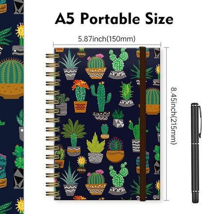 Cute Spiral Journal Notebook,Binding with Premium Paper for Girl Women,Cool Funny 120 Pages,100gsm A5 College Ruled NotebookJournal,Perfect for Gifts Nurse Teacher Women(Cute cactus)