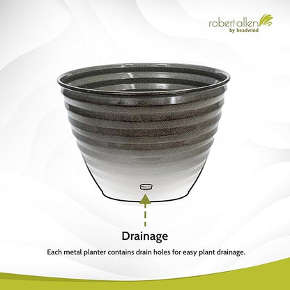 Headwind Avondale Collection Ironstone Decorative Planter - 8 Inch Pebblewood Grey Finish, Lightweight, Durable, Rust-Resistant, Weatherproof, Indoor & Outdoor Use by Robert Allen