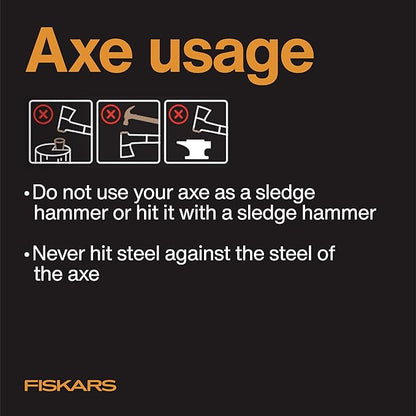 Fiskars X25 Splitting Axe, 28" Wood Splitting Axe for Medium to Large Size Logs with Shock Absorbing Handle and Sheath, Split Firewood, Forged Steel Blade, Bushcraft Gear and Camping Hatchet