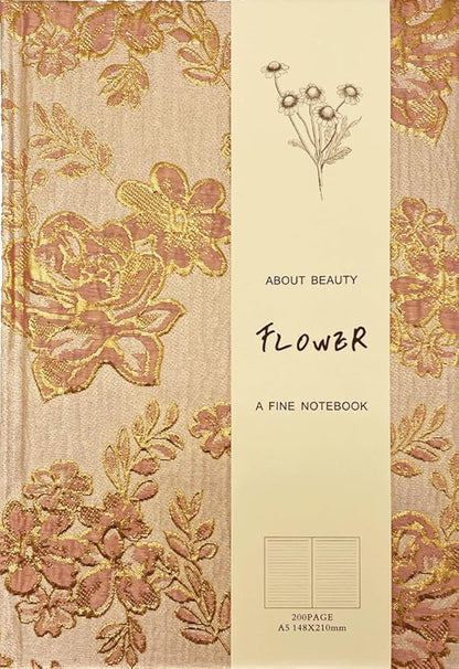 Hardcover Journal, Flower Notebook, A5, 6x8, Lined Pages, Lay-flat, Beautiful Journal for Women, Journal for Writing, Personal Notebook, Self Care Journal, Plum Blossom, Pink, Wintersweet