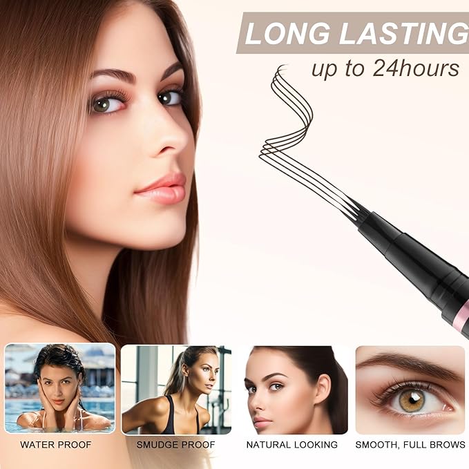 Eyebrow Pencil Makeup Kit, with Waterproof 2-IN-1 Microblading Eyebrow Pen, Eyebrow Pomade, Eyeliner and Dual-ended Eyebrow Brush, Brow Pencil Kit for Natural Eyebrows - Espresso