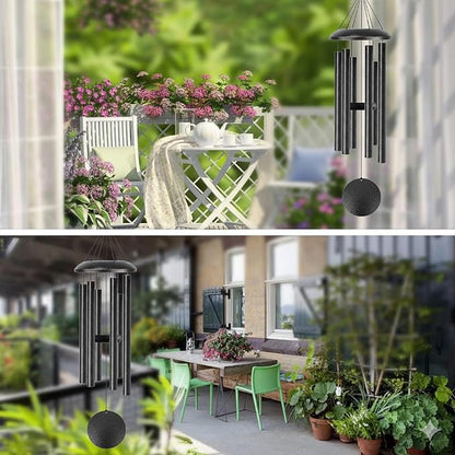 Wind Chimes for Outside Deep Tone, 38" Large WindChimes with 6 Tubes, 100% Rustproof Aluminum, Memorial Gift or Garden Patio Porch and Outdoor Décor(Silver)