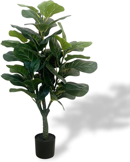XBrand 39.4-Inches Artificial Fiddle Leaf Fig Tree in Pot for Indoor Outdoor Home Office Store, Great Housewarming Gift