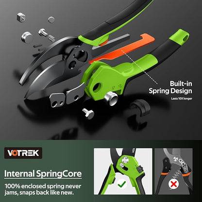 Pruning Shears for Gardening, [Patented Stepless Handle Opening] - Garden Clippers with Ultra-Sharp SK5 Steel for Weak Hand, Universal Fit for All Hand Sizes, Effortlessly Cuts 1-Inch Branches