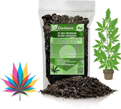 Gardenera Premium JUST-ADD-Water Potting Soil Mix - Optimal Nutrient-Rich Blend for Thriving and HIGH-Yield Herbal Plants - 4 Quart