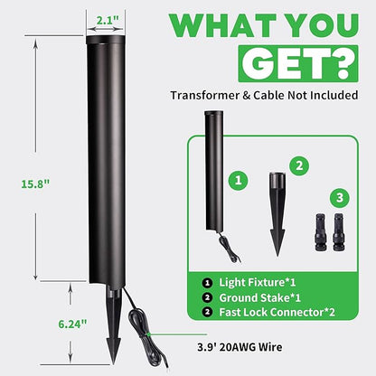 Landscape Path Lights Wired, LED 12V Low Voltage Pathway Lights, Outdoor Waterproof, 5W 200LM, Black Aluminum for Driveway Yard 10 Pack