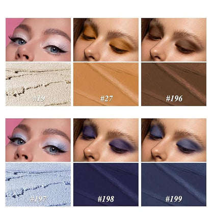 Neutral Eyeshadow Stick Makeup 6PCS Set, Blue Metallic Shimmer Matte Cream Eye Shadow Eyeliner Brightener Pencil Crayon - JEANS BLUE