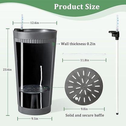 Set of 2 Tall Self-Watering Planters, 24" Large Planters with Water Level Indicator for Indoor & Outdoor Plants, Modern Planters for Garden, Patio, Balcony, Porch, Cement Gray
