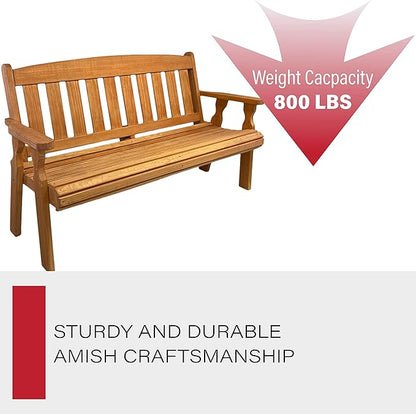Amish Casual Outdoor Heavy Duty 800 LB Mission Pressure Treated Garden Bench(4 Foot, Cedar Stain)