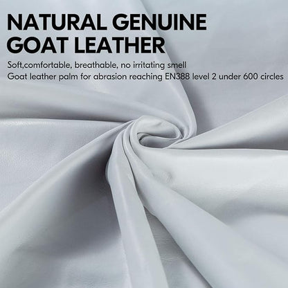 Vgo... 1-Pair Premium Geniune Goat Leather Extra-long Cuff Thornproof, Anti-abrasion, Anti-Impact Gardening Gloves (Size L, White, GA9659)