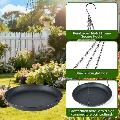 Metal Plant Hanger for Indoor Outdoor Use,Hanging Planters for Plants Basket with 9.8in/11.8inDiameter, Black Window Shelf for Plants（11.8IN）