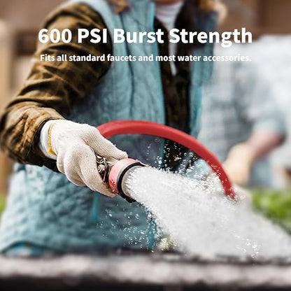 Garden Hose 200 ft x 5/8” Hot/Cold Heavy Duty Water Hose,-50°F to 190°F,Burst 600Psi Flexible Upgraded Rubber Hoses,3/4” Solid Fittings for All-weather Outdoor Lawn & Garden