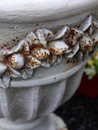 VISIBLE Vintage European Giant Garden Urn Planter, Decorative Cement and Fiber Flower Pot, Make Rust Finished, Wrap Foam Safely Delivered from Local Warehouse (Country, Large)