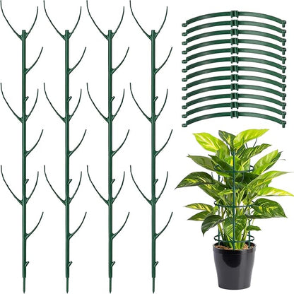 12 Pack Monstera Plant Support & Plant Cage Support Rings,Stackable Twig 3 Tier Garden Flower Support,Twig Trellis for Indoor Outdoor Plants Potted Plants Flower Other Climbing Plants(Green)