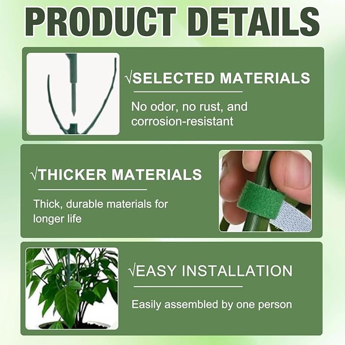 Monstera Plant Support,10 Pack Stackable Garden Plant Stakes for Indoor & Outdoor Plants,Adjustable Climbing Plant Support Poles,Durable Plant Holder for Tall Potted Plants,Vines & Growing Greens
