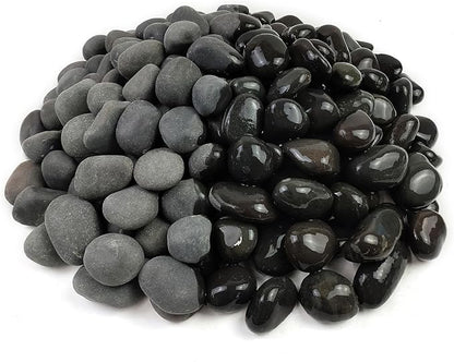 20 lbs Black River Rocks for Landscaping, 1-2 Inch Stones Natural Decorative Black Pebbles for Planters Aquarium Outdoor Garden Walkways Paving and Yards