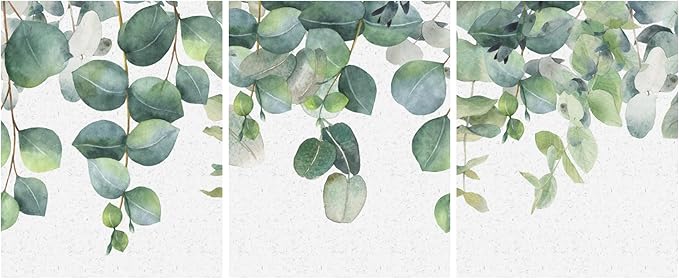 Aria Walls Eucalyptus Wall Art Set of 3 – 16x20 Minimalist Botanical Prints | Framed Sage Green Decor for Bedroom, Living Room, Office | Ready to Hang, Japandi Boho Style