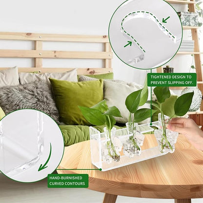 Clear Plant Propagation Station Plants Terrarium Planter Vase Birthday Gifts for Women Girl in Acrylic Stand Home Office Garden Decor