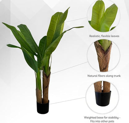 XBrand 47.2-Inches Artificial Banana Tree in Pot for Indoor Outdoor Home Office Store, Great Housewarming Gift