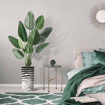 Artificial Tree in Contemporary Zebra Pattern Planter, Fake Bird of Paradise Silk Trees for Indoor and Outdoor Home Decoration - 67" Overall Tall (Plant Pot Plus Tree)