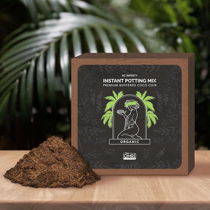 AC Infinity Instant Potting Mix, 2 lb. Premium Buffered Coco Coir Brick, Coconut Compost as Potting Soil Omri Listed, Low EC and pH Balance for Hydroponics Plant Growing and Propagation