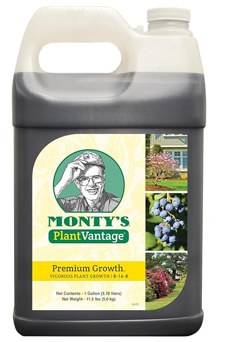 PlantVantage Premium Growth Plant Food - Liquid Fertilizer for Stronger Stems and Larger Leaves - NPK Fertilizer (8-16-8) with Zinc and Iron - Foliar Spray for Trees, Shrubs, and Flower Boost - 1 Gal
