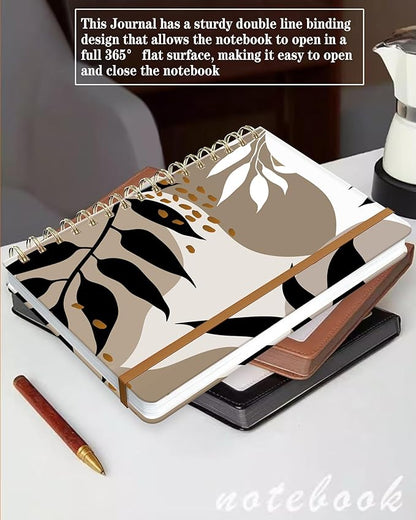 Spiral Journal Notebook for Women, Hardcover A5 College Ruled Notebook, 120 Pages, Thick Paper, Cute Lined Journal for School, Office & Work, 6 x 8.4 in(Tropical Leaves)