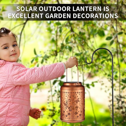 Solar Lanterns Outdoor Waterproof Hummingbird Garden Decor Gifts for Women Mom Grandma Hanging Lights Metal Solar Decoration Outside for Yard, Patio,Backyard(Butterfly and Sunflower)