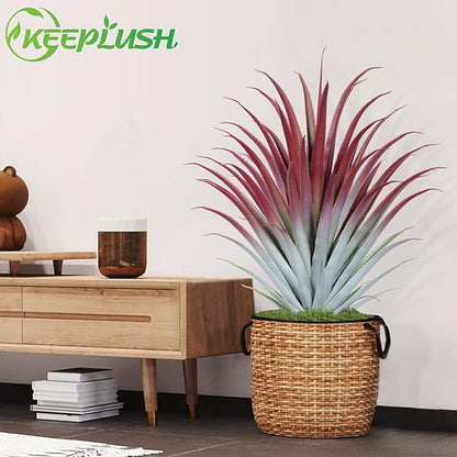 2ft Fake Spiked Agave Plant - Red Artificial Aloe Vera Plant 26 Inch - Tall Large Faux Floor Plants Perfect for Porch Door Step Home Office Patio Indoor Outdoor Decor (2 Pack)