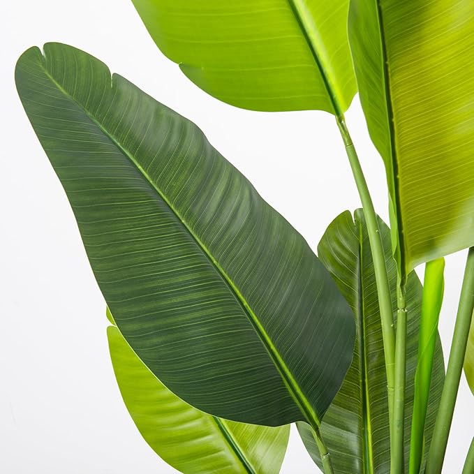 Bird of Paradise Plant Artificial 5ft,Faux Plants Indoor with White Planter,Fake Tree with Lifelike Leaves,The Perfect Indoor Silk Floor Plant for Home、Hallway and Office Decor
