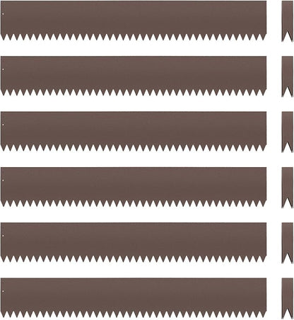 6PCS 40" L x 6" H Brown Landscape Edging - Each (20ft Total) Galvanized Steel Edge for Lawn Yard- No-Dig Hammer-in Heavy Duty Metal Edging Border with 6 Clips