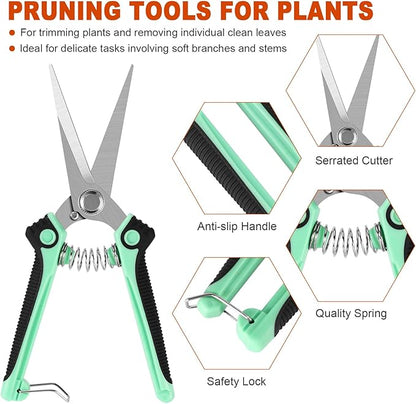 4 Pack Garden Shears Scissors,Pruning Shears, pruning shears for gardening Stainless Steel Blades, Gardening Clippers Hand Pruner With a Gardening Gloves((Red Yellow Blue Orange)