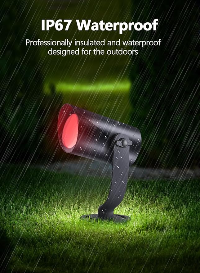 APPECK Smart Landscape Lighting, IP67 Waterproof Landscape Spotlights, 3000LM Dimmable RGBICW Pathway Lights Compatible with Alexa, Spot Lights for Christmas Outdoor Decoration, 4 Pack