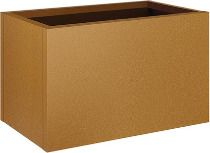 Corten Steel Planter Box 32"x16"x16", Rustic Metal Planter with Partitions & Drainage Holes, Frost Rust Resistant Heavy Duty Planter for Patio Garden Indoor Outdoor Commercial Decor